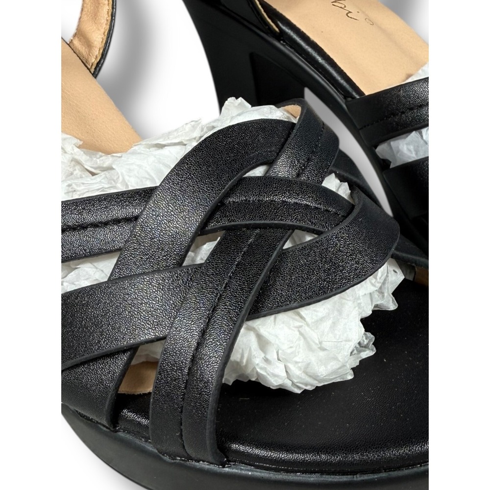 Bailifeibi Platform Strappy Sandals Ankle Strap Woven Block Heel Black Size 6 - Picture 7 of 15